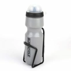 Supercycle Wide Mouth Self-Sealing Bike Water Bottle W/Cage/Holder, BPA Free, Silver, 620-mL
