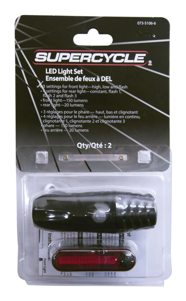 Supercycle Front & Rear LED Bike Light Set W/USB Cable, 2-pk 2 Supercycle Front & Rear LED Bike Light Set W/USB Cable, 2-pk - Image 2