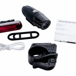 Supercycle Front & Rear LED Bike Light Set W/USB Cable, 2-pk