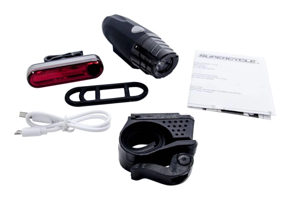Supercycle Front & Rear LED Bike Light Set W/USB Cable, 2-pk 1 Supercycle Front & Rear LED Bike Light Set W/USB Cable, 2-pk