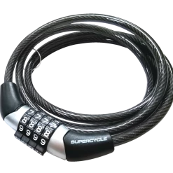 Supercycle Basic Bike Lock Cable W/4-Digit Dial Combination, Anti-Theft, Black, 3.9-ft