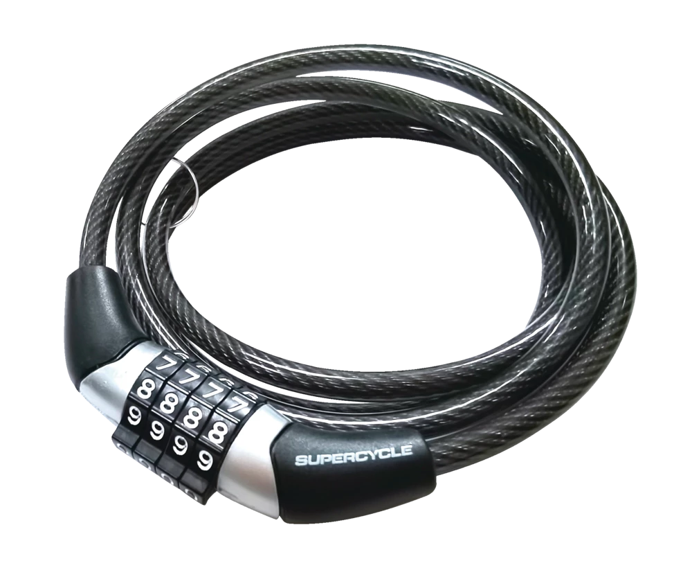 Supercycle Basic Bike Lock Cable W/4-Digit Dial Combination, Anti-Theft, Black, 3.9-ft 1 Supercycle Basic Bike Lock Cable W/4-Digit Dial Combination, Anti-Theft, Black, 3.9-ft