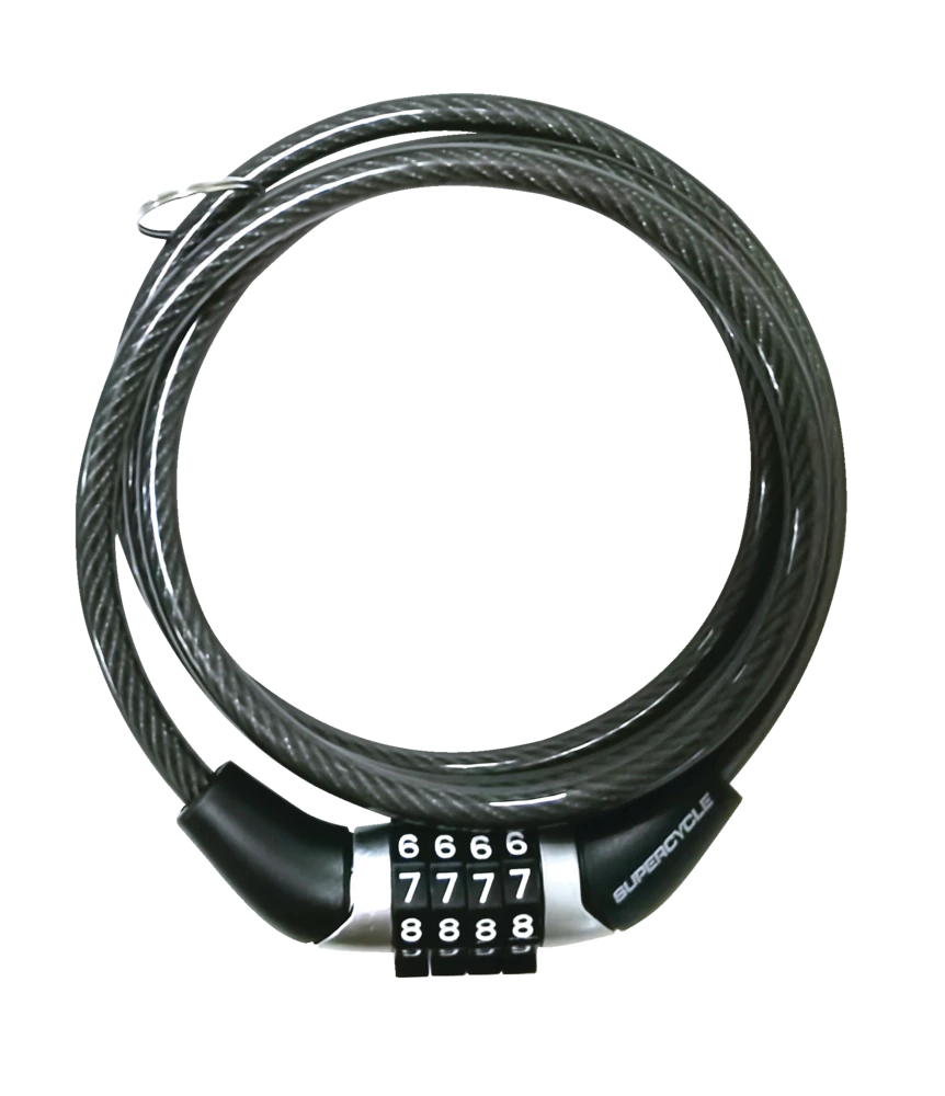 Supercycle Basic Bike Lock Cable W/4-Digit Dial Combination, Anti-Theft, Black, 3.9-ft 2 Supercycle Basic Bike Lock Cable W/4-Digit Dial Combination, Anti-Theft, Black, 3.9-ft - Image 2