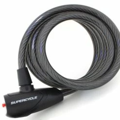 Supercycle Bike Lock Cable W/2 Keys, Anti-Theft, Black, 10-mm X 5-ft