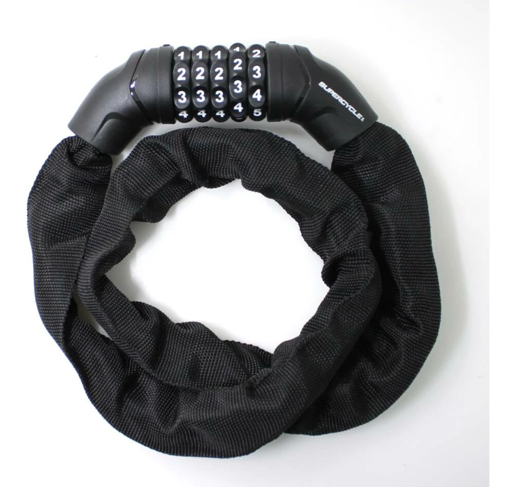 Supercycle Bike Lock Chain W/Resettable 5-Digit Dial Combination, Anti-Theft, Black, 3-ft 4 Supercycle Bike Lock Chain W/Resettable 5-Digit Dial Combination, Anti-Theft, Black, 3-ft - Image 4