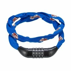 Supercycle Steel Kids' Bike Chain Lock W/Resettable 4-Digit Dial Combination, Anti-Theft, Blue, 2.1-in