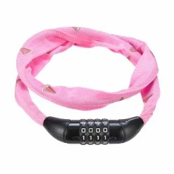 Supercycle Steel Kids' Bike Chain Lock W/Resettable 4-Digit Dial Combination, Anti-Theft, Pink, 2.1-in