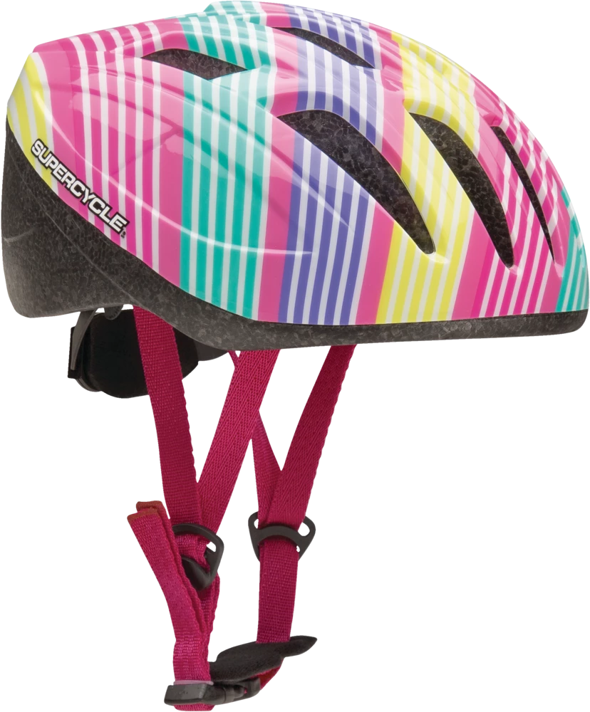 Supercycle Stripes Crosstrails Kids' Bike Helmet W/Adjustable Straps, Multi-Colour, Ages 5+ 2 Supercycle Stripes Crosstrails Kids' Bike Helmet W/Adjustable Straps, Multi-Colour, Ages 5+ - Image 2