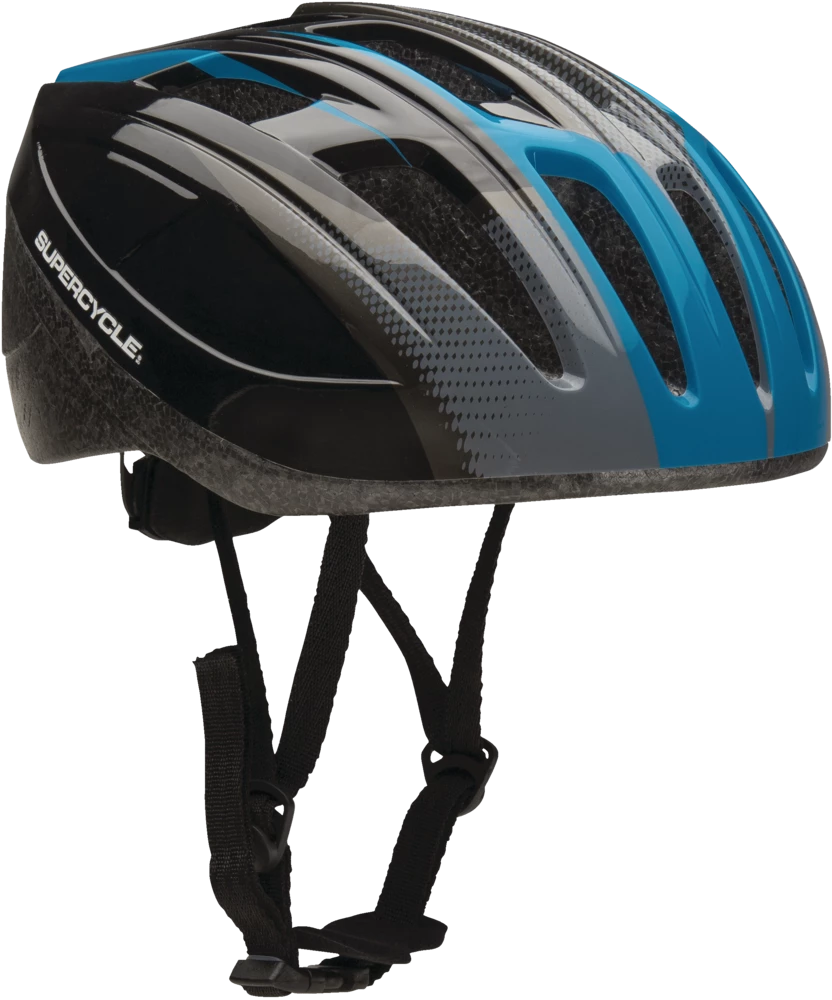 Supercycle Lightweight Crosstrails Adult Bike Helmet W/Adjustable Straps & Visor, Black/Blue, Ages 18+ 2 Supercycle Lightweight Crosstrails Adult Bike Helmet W/Adjustable Straps & Visor, Black/Blue, Ages 18+ - Image 2
