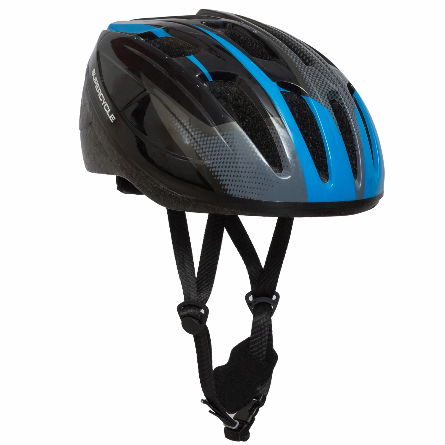Supercycle Lightweight Crosstrails Adult Bike Helmet W/Adjustable Straps & Visor, Black/Blue, Ages 18+ 1 Supercycle Lightweight Crosstrails Adult Bike Helmet W/Adjustable Straps & Visor, Black/Blue, Ages 18+