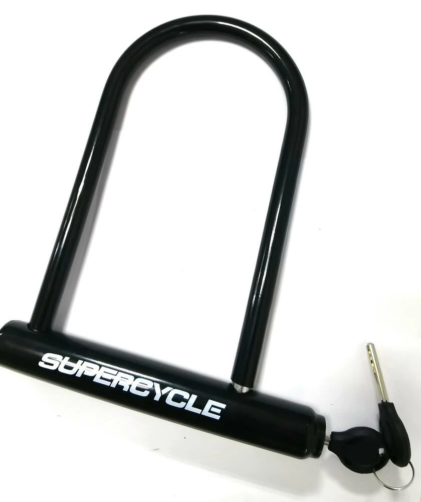 Supercycle Flatkey Steel Bike U-Lock Cable W/Mounting Bracket, Anti-Theft, Black, 9-in 1 Supercycle Flatkey Steel Bike U-Lock Cable W/Mounting Bracket, Anti-Theft, Black, 9-in