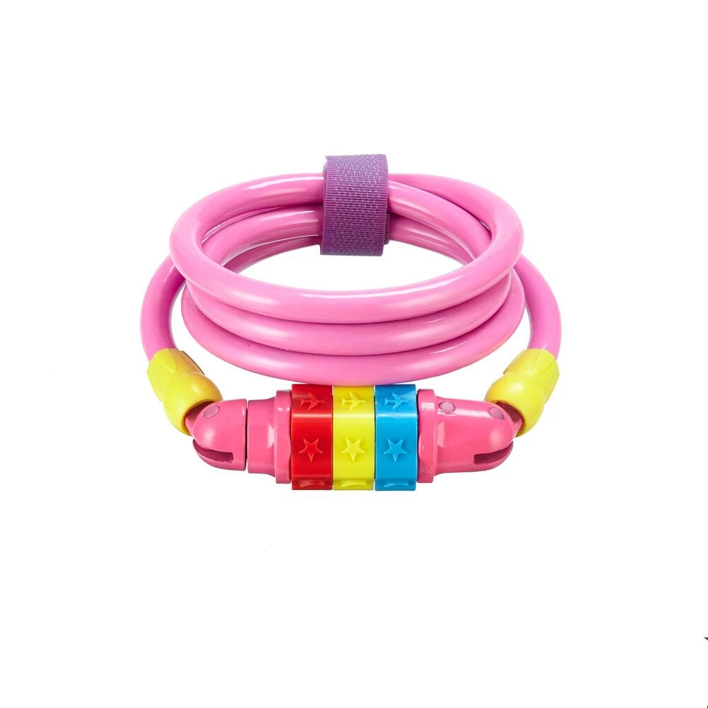 Supercycle Steel Kids' Bike Lock Cable W/Resettable 3-Dial Combination, Anti-Theft, Pink, 3.3-in 1 Supercycle Steel Kids' Bike Lock Cable W/Resettable 3-Dial Combination, Anti-Theft, Pink, 3.3-in